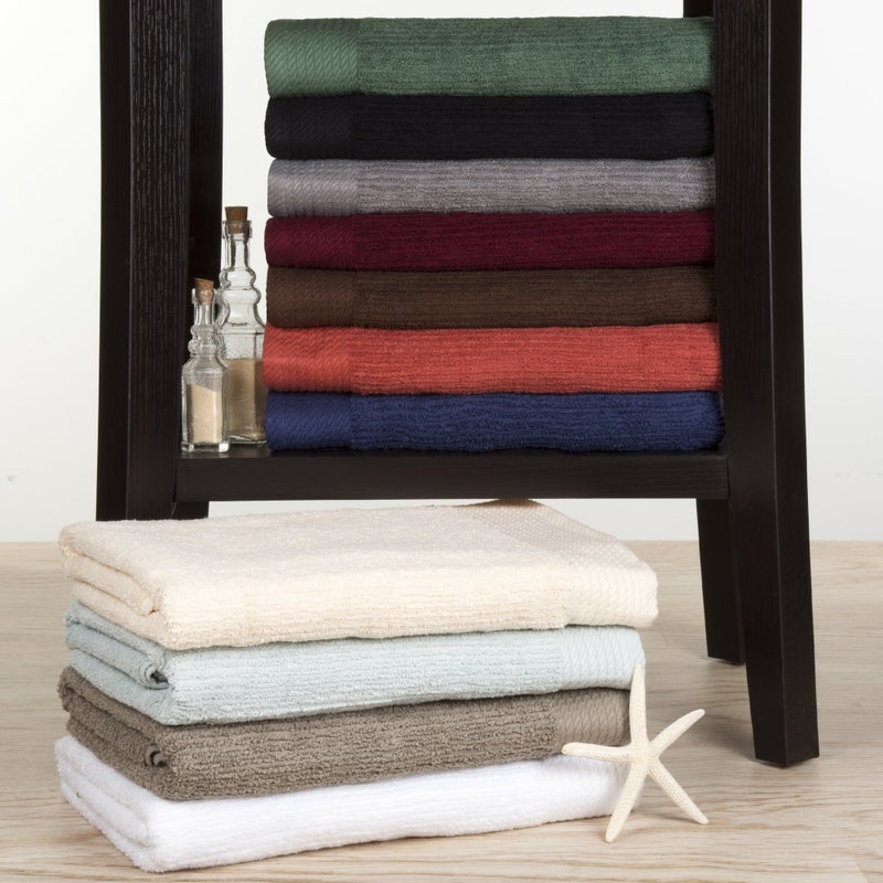 Lavish Home Ribbed 100% Cotton 10 Piece Towel Set - Green 27" x 54" - Image 4